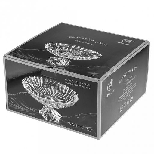 Конфетница стеклянная "Муссон" д31см, h18см, основание д12,5см, на ножке, в коробке (Китай)