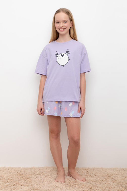 Crockid _ КБ 2828/пастельно-лиловый,мишки пижама для дев