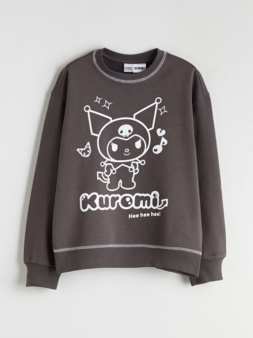 Bisiklet Yaka Kuromi Bask?l? K?z ?ocuk Sweatshirt