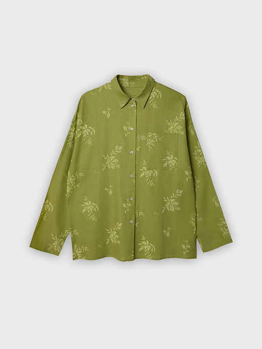 Рубашка домашняя женская зеленая с цветочным принтом - Mark formelle фото 6