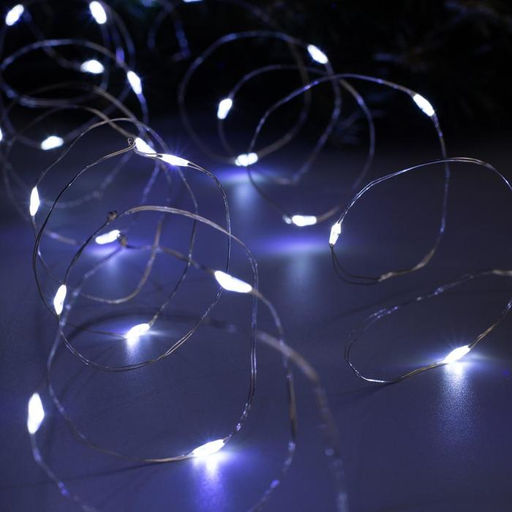 Гирлянда Нить 5 м роса, IP20, серебристая нить, 50 LED, 2 режима, батарейки AAх3 (не в комплекте), свечение белое - Luazon lighting фото 3