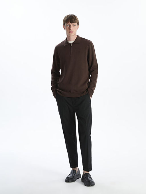 Polo Yaka Uzun Kollu Erkek Triko Kazak