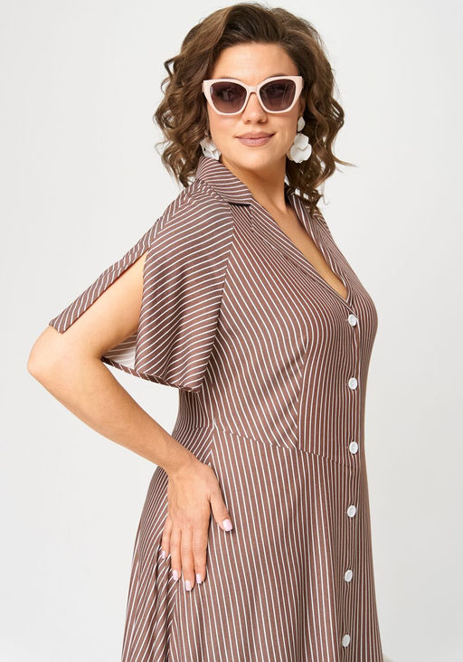 Платье EVA GRANT 7200С капучино в полоскку