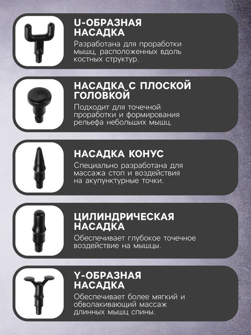 Массажёр для тела LEM-11, перкуссионный, 9 насадок, 9 режимов, чёрный