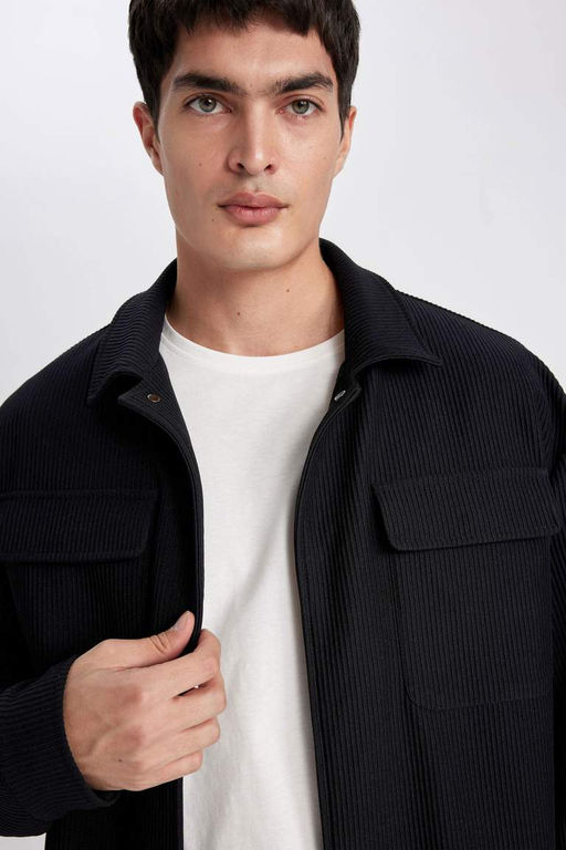 Плиссированная куртка с рубашечным воротником и расслабленным кроем - Defacto фото 7