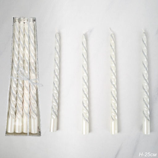 Свеча стержень 4 штуки 25 см витая / A-500 /уп 144/ белая - ГалеонТрейд фото 5