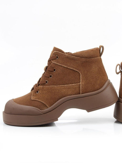 04-WD021-1M BROWN Ботинки зимние женские (натуральная замша, 100% шерсть)