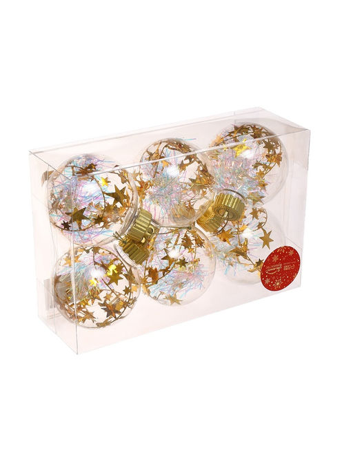 Ёлочные игрушки Льдинка - мишура, шары новогодние, d=8 см, набор 6 шт., прозрачный - Зимнее волшебство фото 9
