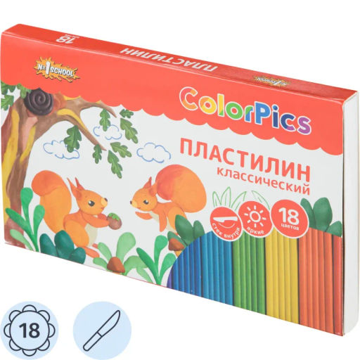 Пластилин клас.Комус Класс(№1 School)Color Pics наб.18 цв,360г,СО СТЕКОМ  фото 2