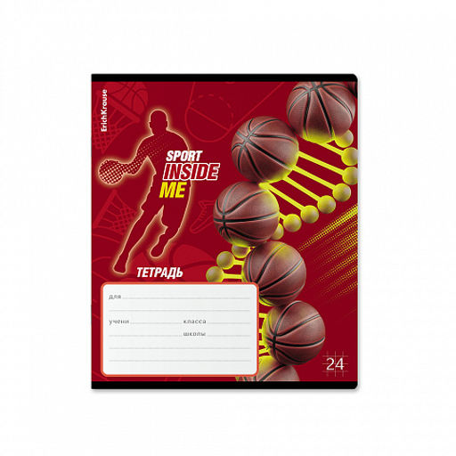 Цена за 10 шт. Тетрадь школьная ученическая ErichKrause Sport DNA, 24 листа, клетка, выборочный УФ-лак+конгрев (в плёнке по 10 шт.)_MIX-PACK  фото 3