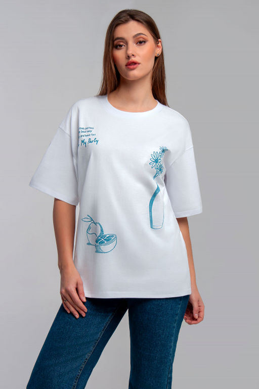 Арт. 31126 Футболка женская оверсайз 44-52 (5 шт) Цвет:белый - Калинка фото 23