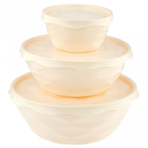 Салатник пластмассовый Modena 4л, д28,4см, h10,6см, с крышкой, пищевой полипропилен, светло-бежевый (Россия) - Домашняя мода фото 9