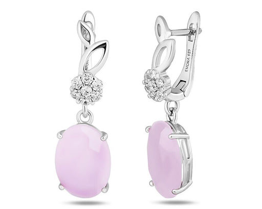 Серьги, розовый кварц, МЦВ057