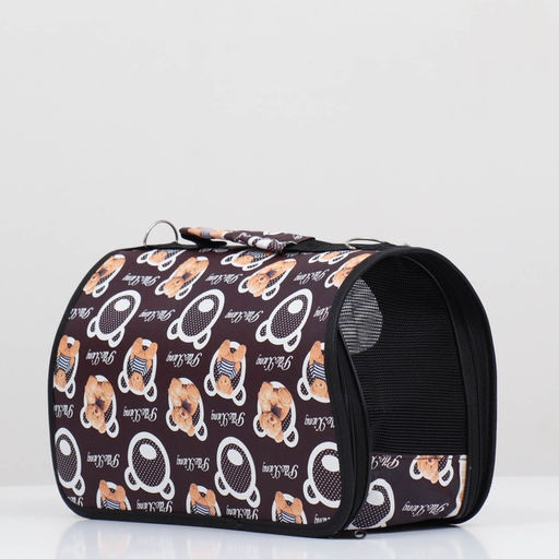 Сумка-переноска каркасная Бурые медведи, размер S, 37,5 х 17 х 22 см, коричневая - Пижон фото 3