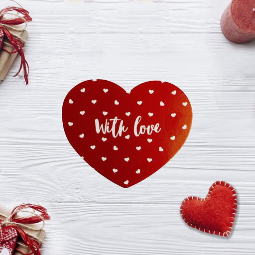 Цена за 10 шт. Открытка-мини двойная «With Love», 7×6 см