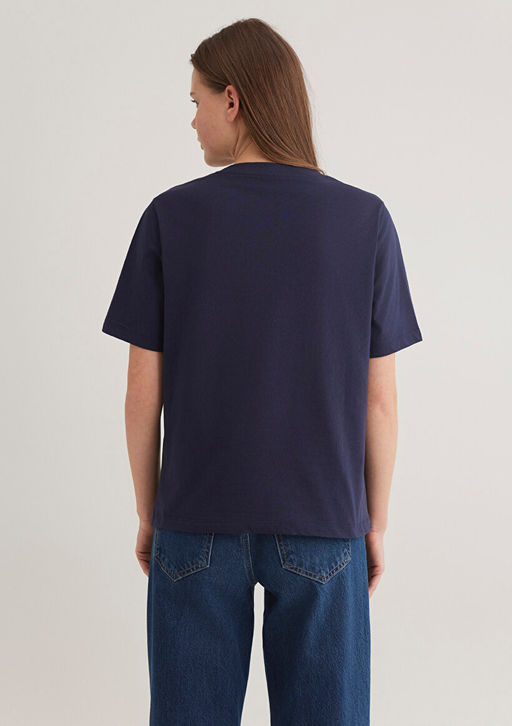 Kedi Bask?l? Lacivert Tisort - Mavi фото 5