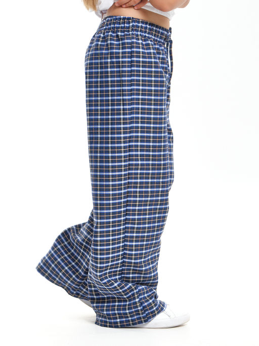 Брюки палаццо спортивные штаны для девочки одежда в клетку UD 7942 св.синяя клетка - Mini maxi фото 3