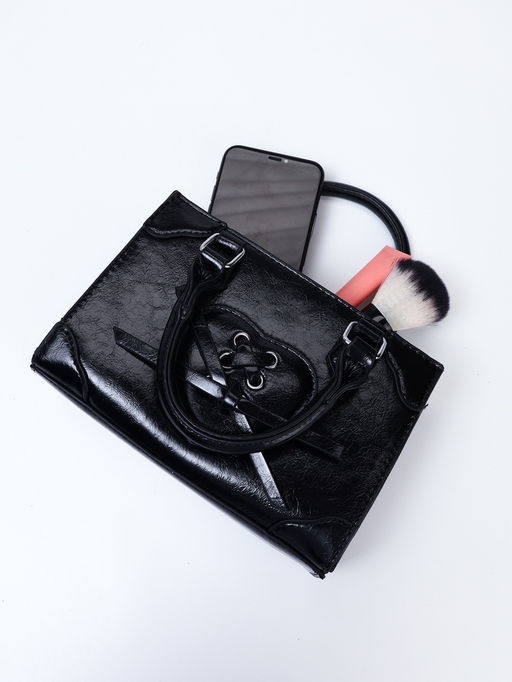 Сумка женская тоут на молнии, 20×8×14 см, чёрная