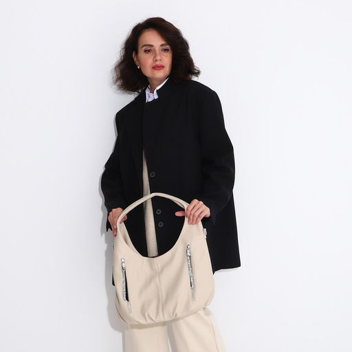 Сумка-хобо на молнии, цвет бежевый - Simaland фото 8