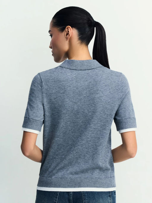 Джемпер поло из вискозы с короткими рукавами / Zarina фото 6