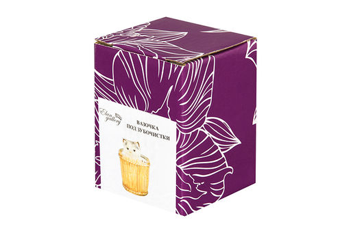 Вазочка п/зубоч. 5,5*5,3*8 см 65 мл Кошечка в кадушке цветная - Elan gallery фото 6