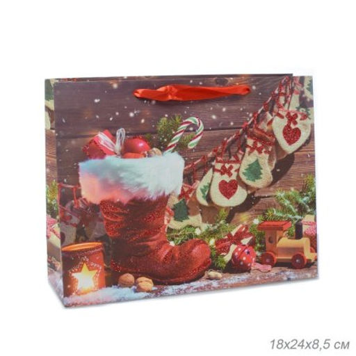 Цена за 12 шт. Пакет подарочный 18х24х8.5 / 362-61-S /уп 12/720/Новый год - ГалеонТрейд фото 4