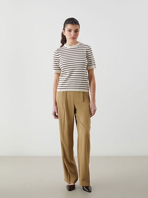 Beli Lastikli Keten Kar???ml? Kad?n Pantolon