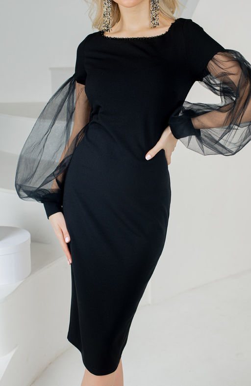 Нарядное платье футляр черный - Donna saggia фото 3