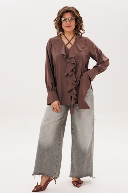 Блуза ANELLI 1679 молочный шоколад  фото 6