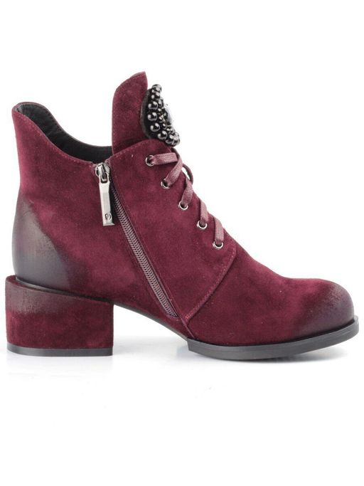 04-R181-3 BURGUNDY Ботинки зимние женские (натуральная замша, натуральный мех) - Фабричный китай фото 12