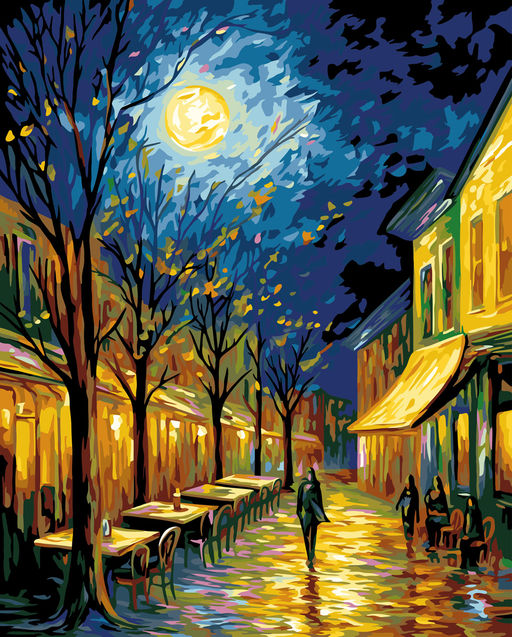 ФРЕЯ PNB/PLC-301 Набор для раскрашивания по номерам ( цветной холст ) В ночи парижской улицы