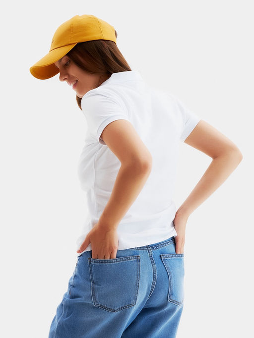 Футболка поло женская MINAKU: Basic line, белая, размер 46