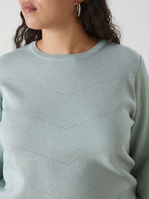 Bisiklet Yaka Desenli Kad?n Triko Kazak