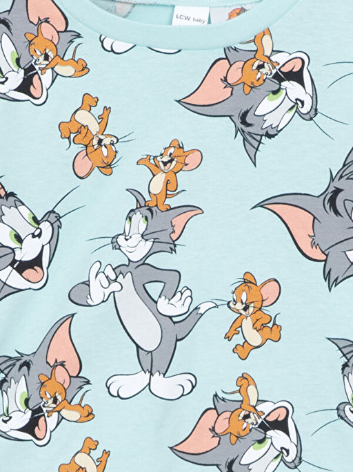 Bisiklet Yaka K?sa Kollu Tom ve Jerry Bask?l? Erkek Bebek Ti??rt