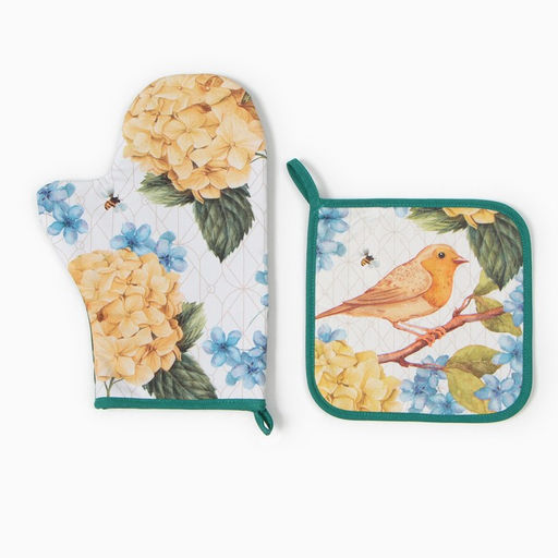 Набор кух. Этель Гортензии варежка-прихватка 20х28см, прихватка 19х19см,100% хл  фото 2