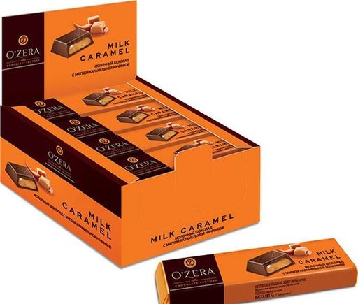 OZera, шоколадный батончик Milk Caramel, 50 г (упаковка 20 шт.)