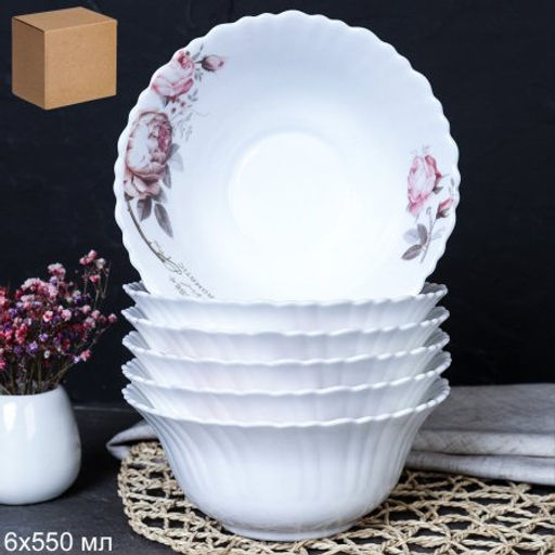 Набор суповых тарелок 6 штук 550 мл 155 мм тарелка глубокая / LHKW60 (20032) /уп 8/ YF серия Чайная роза