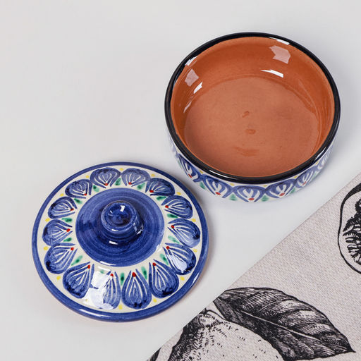 Сахарница узбекская Риштанская Керамика «Цветы», 250 мл, синяя