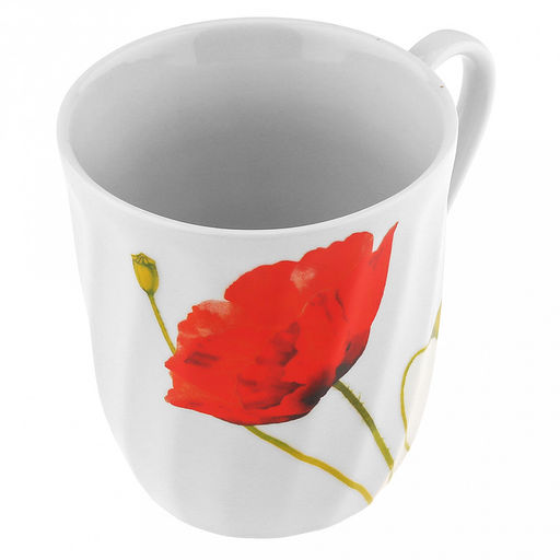 Кружка фарфоровая "Алый мак" 350мл, д9см, h10см, форма "Витая" (Россия)
