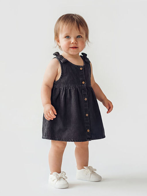 Fiyonk Detayl? K?z Bebek Jean Elbise