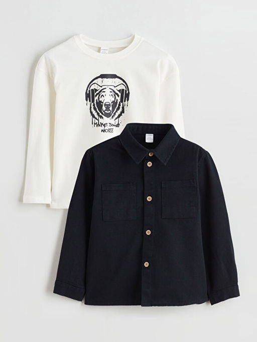 Erkek ?ocuk G?mlek ve Ti??rt Tak?m 2li