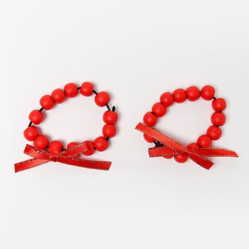 Цена за 2 шт. Набор новогодних колец для салфеток 2 штуки «Бантик», цвет красный, d=5 см, дерево