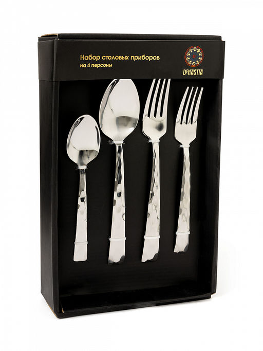 Набор столовых приборов 16 шт. серебро нержавеющая сталь - Lucky фото 2