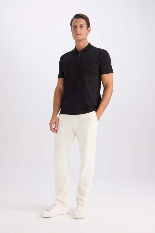 Slim Fit Dar Kesim Basic Duz K?sa Kollu Polo Tisort - Defacto фото 3