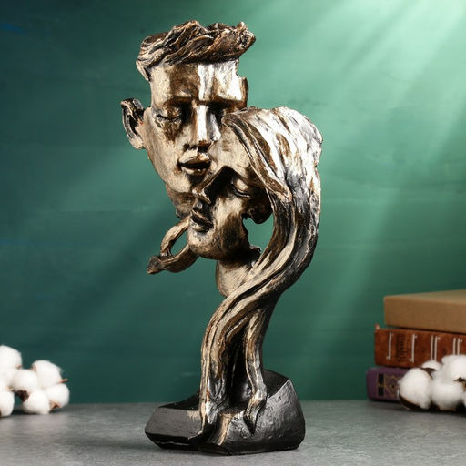 Фигура «Пара влюбленная: молодежь», чёрный с золотом, 30 см