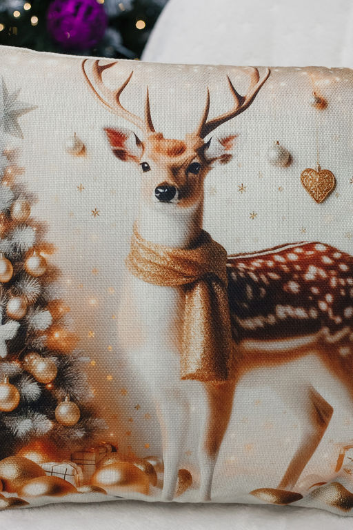 Наволочка декоративная новогодняя 2 шт рогожка