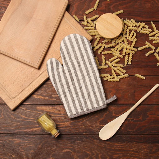 Варежка-прихватка Доляна Полоса цв.коричневый 25х17см,50% п/э 50% хл  фото 5