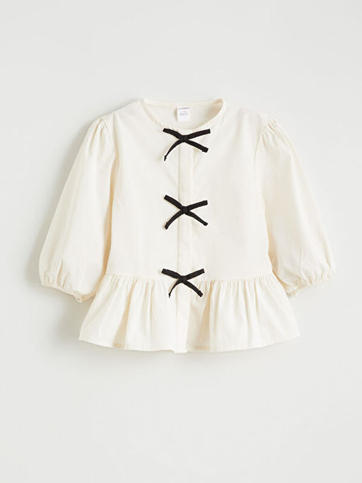 Bisiklet Yaka Fiyonk Detayl? K?z Bebek G?mlek