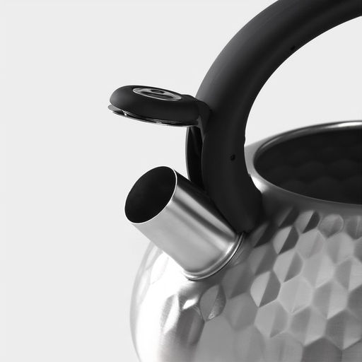 Чайник Magistro Glow, 3 л, со свистком, ручка soft-touch, индукция, нержавеющая сталь, серебристый