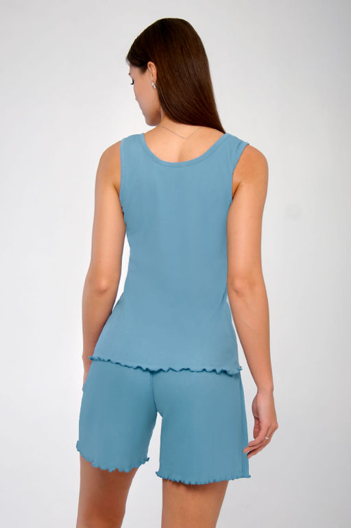 Арт. 9156/2 Пижама с шортами 42-50 (5 шт) Цвет:верх-голубой,низ-голубой - Калинка фото 4